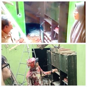 Pemdes Sukra Gercep Bantu Rumah Warga Ambruk Akibat Hujan Deras