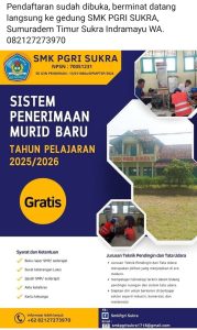 Pendaftaran Murid Baru SMK PGRI Sukra Sudah Dibuka